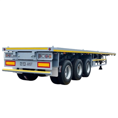 CIMC 50T 12500*2500*1530mm 12r22.5 पत्ती वसंत निलंबन दक्षिण अफ्रीका मध्य पूर्व के लिए कम बिस्तर फ्लैट बिस्तर कंटेनर अर्ध-ट्रेलर