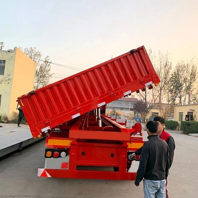 कुशल लोडिंग और अनलोडिंग कार्गो त्रि-अक्ष साइड टपर ट्रेलर 70 टन भारी भार डंप ट्रक