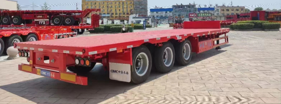 CIMC Q345B स्टील 3 एक्सल्स 50-70 टन कंटेनर फ्लैटबेड सेमी ट्रेलर
