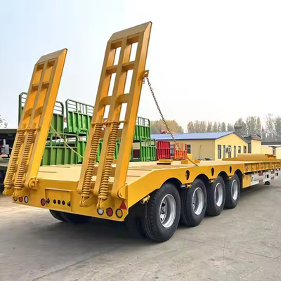 भारी शुल्क 2 लाइनें 4 एक्सल 2x40T कठोर निलंबन कम बिस्तर अर्ध ट्रेलर