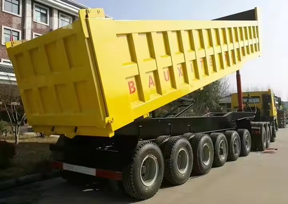 सीआईएमसी 6 एक्सल 30-70 टन परिवहन कोयला अयस्क निर्माण सामग्री समान बॉक्स बॉडी टिलिंग सेमी ट्रेलर